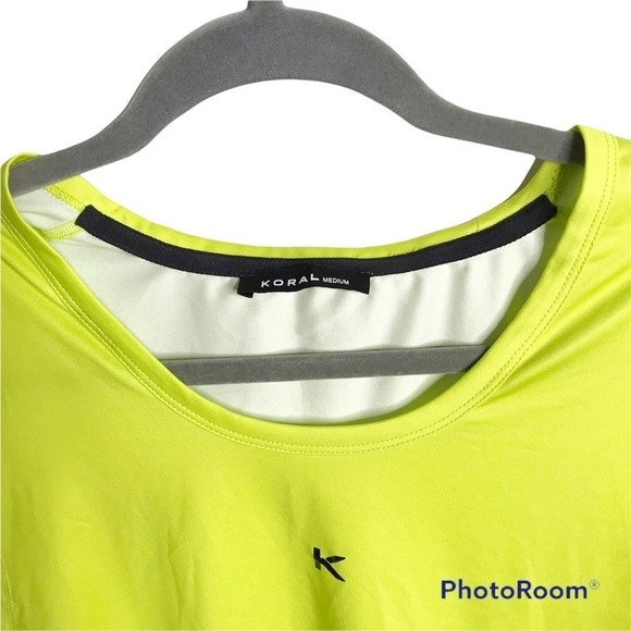 Koral mens sleeveless tank top in bright yellow green with black underarms - Picture 4 of 5